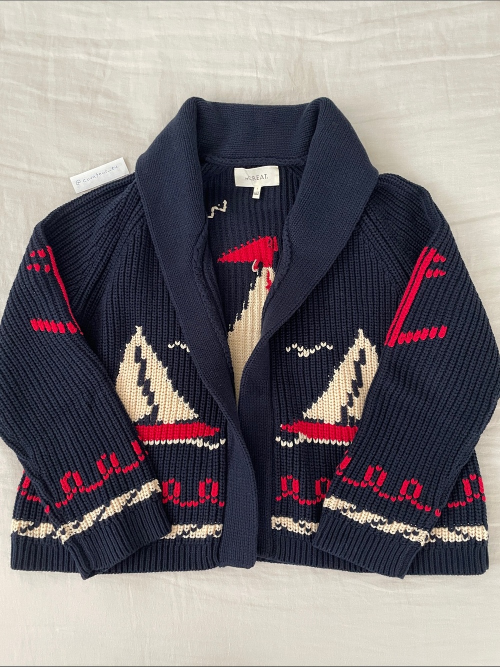 The Great. The Sailboat Lodge Cardigan in navy. Size 1. - Picture 2 of 8